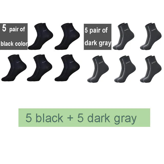 10 Pairs Premium Bamboo Men's Socks - Comfortable, Breathable, Casual & Business Crew Socks, High-Quality Gift for Men