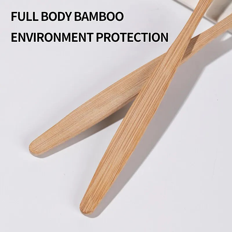 Eco-Friendly Bamboo Toothbrush Set - Single Cowhide Wrapped, 10 PCS