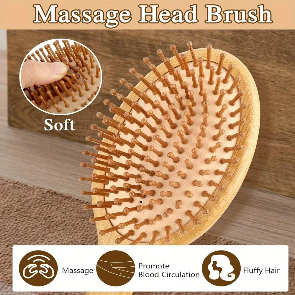 Eco-Friendly Bamboo Hair Comb - Anti-Static, Detangling, Scalp-Massaging, Unisex Styling Tool