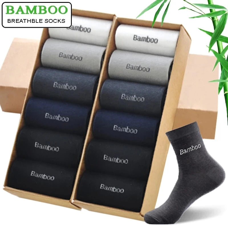 10 Pairs Premium Bamboo Men's Socks - Comfortable, Breathable, Casual & Business Crew Socks, High-Quality Gift for Men