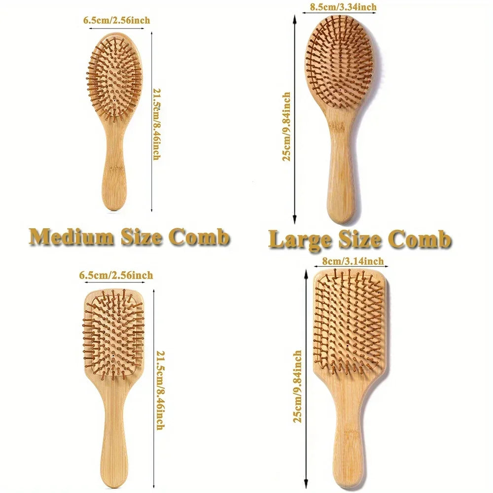 Eco-Friendly Bamboo Hair Comb - Anti-Static, Detangling, Scalp-Massaging, Unisex Styling Tool