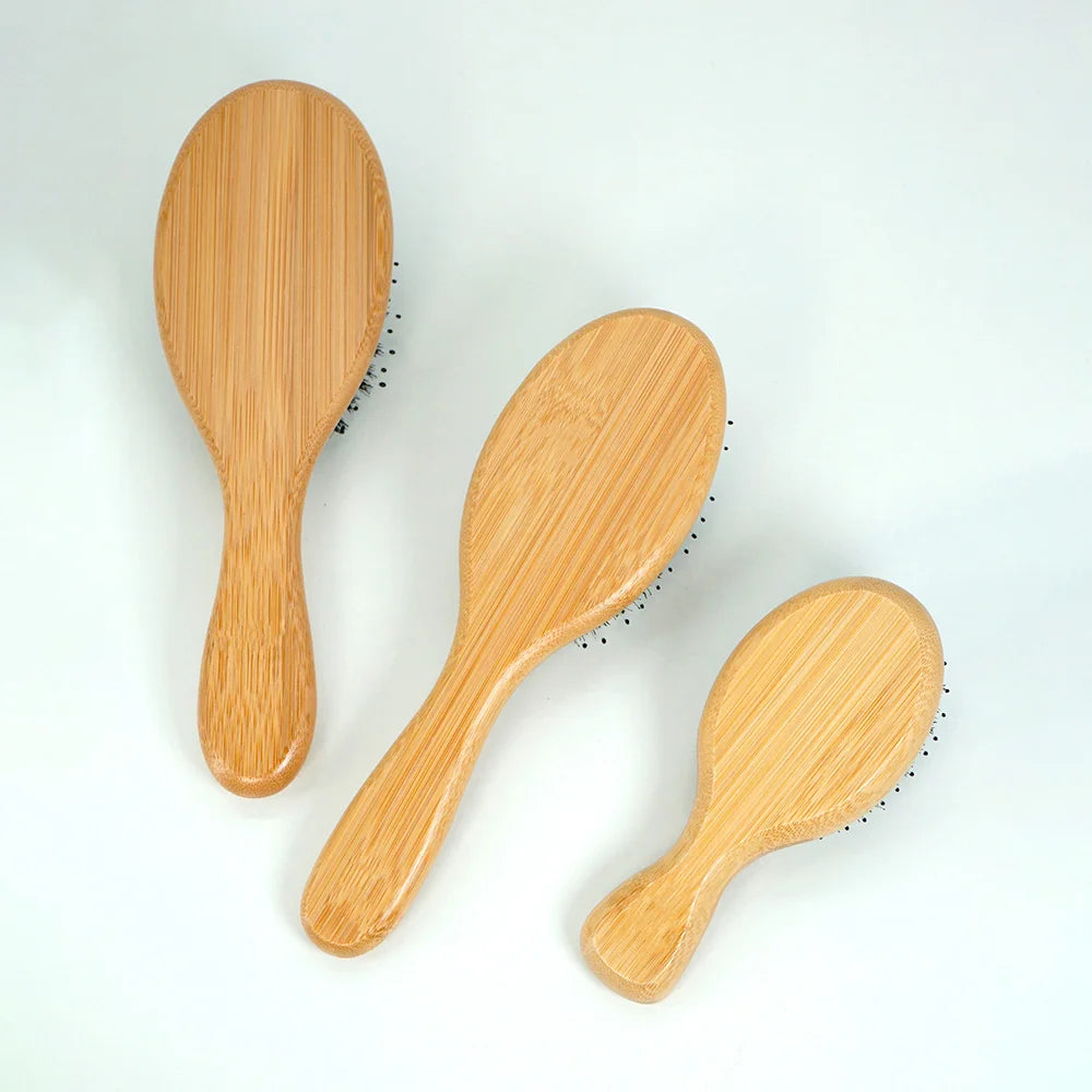 Eco-Friendly Bamboo & Boar Bristle Hair Brush - Portable, Anti-Static, Scalp-Detangling, Salon-Quality Styling Comb
