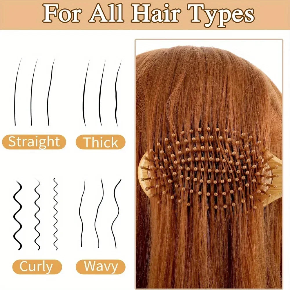 Eco-Friendly Bamboo Hair Comb - Anti-Static, Detangling, Scalp-Massaging, Unisex Styling Tool