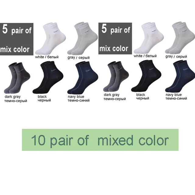10 Pairs Premium Bamboo Men's Socks - Comfortable, Breathable, Casual & Business Crew Socks, High-Quality Gift for Men