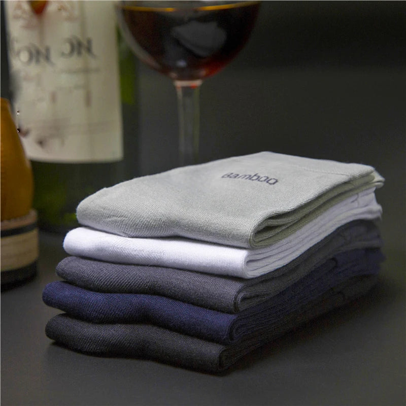 10 Pairs Premium Bamboo Men's Socks - Comfortable, Breathable, Casual & Business Crew Socks, High-Quality Gift for Men