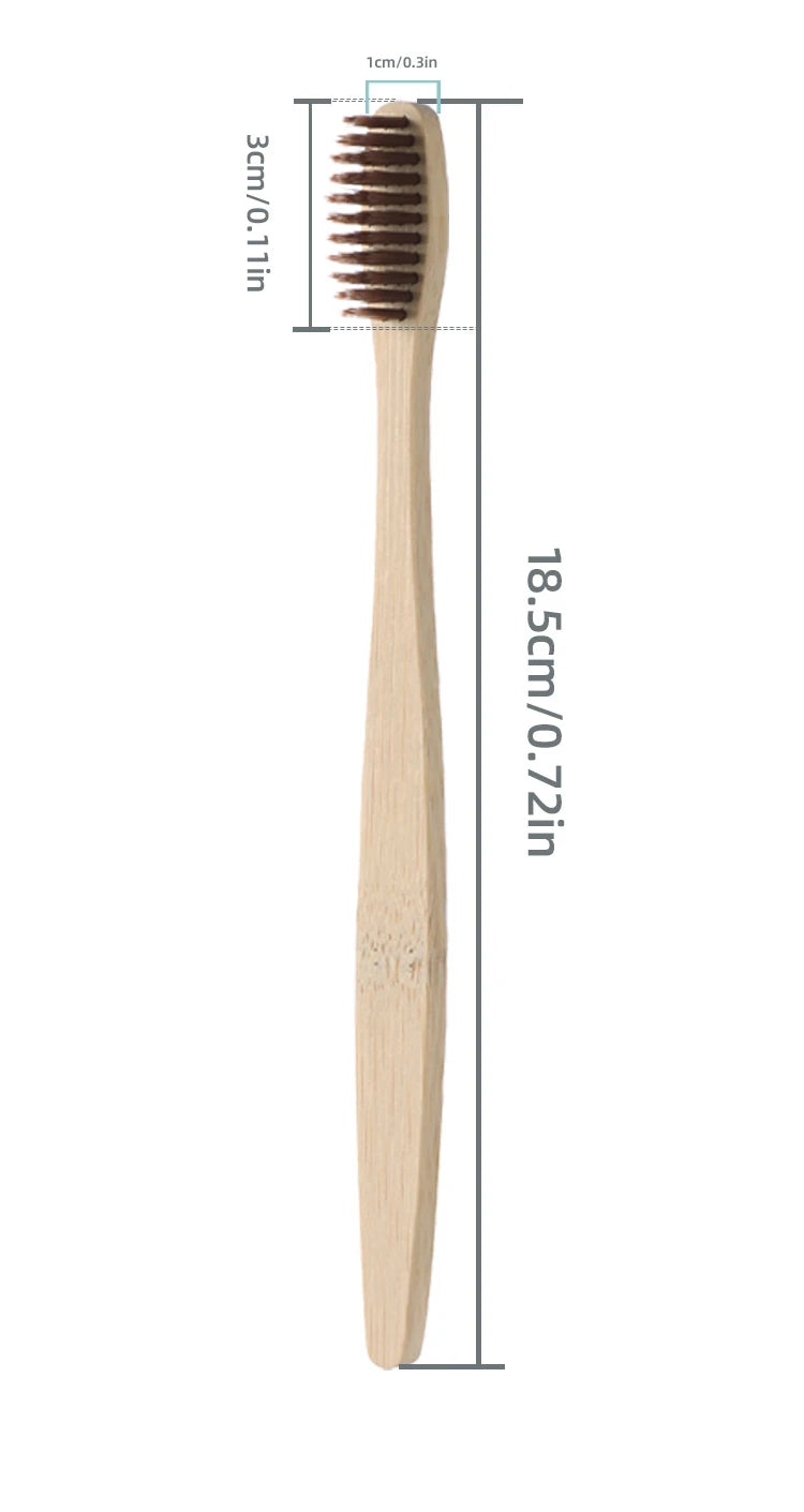 Eco-Friendly Bamboo Toothbrush Set - Single Cowhide Wrapped, 10 PCS