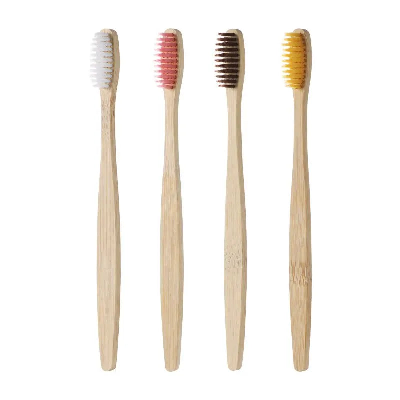 Eco-Friendly Bamboo Toothbrush Set - Single Cowhide Wrapped, 10 PCS